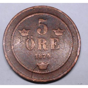 SWEDEN 5 Ore 1874