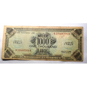 1000 AM Lire BILINGUE 1943...