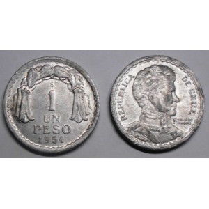 CHILE 1 Peso 1954 Al.