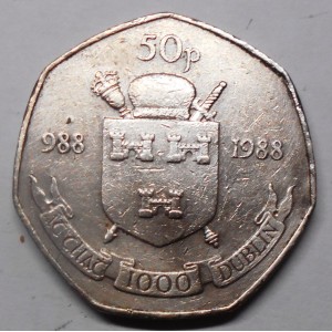 IRELAND 50 Pence 1988...