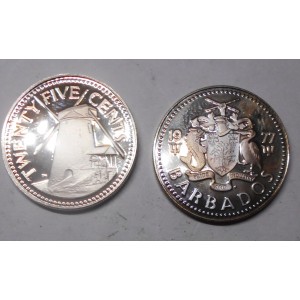 BARBADOS 25 Cents 1977 Proof