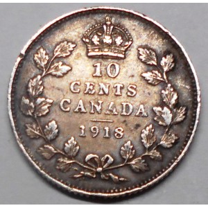 CANADA 10 Cents 1918 AG...
