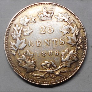 CANADA 25 Cents 1886 AG