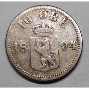 NORWAY 10 Ore 1894 AG