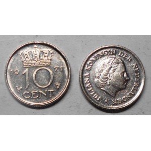 NETHERLANDS 10 Cents 1971