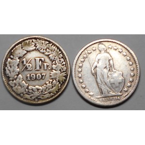SWITZERLAND 1/2 Franc 1907 AG