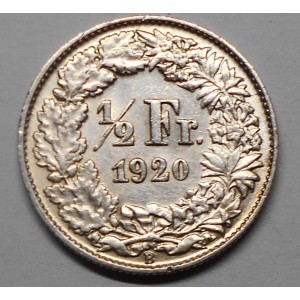 SWITZERLAND 1/2 Franc 1920 AG