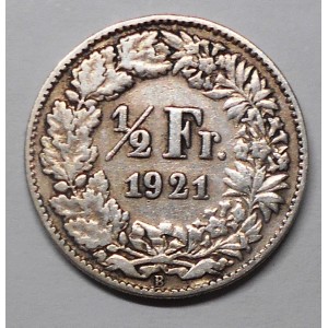 SWITZERLAND 1/2 Franc 1921 AG