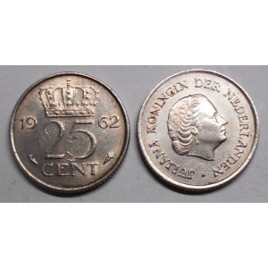 NETHERLANDS 25 Cents 1962