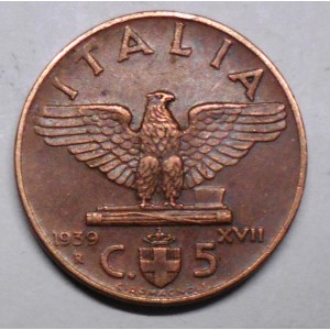5 CENTESIMI 1939 RAME