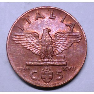 5 Centesimi 1939 RAME