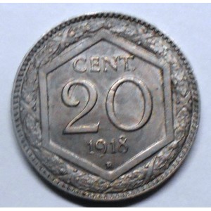 20 CENTESIMI 1918 ESAGONO...