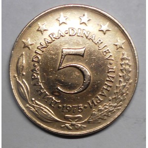 YUGOSLAVIA 5 Dinara 1975