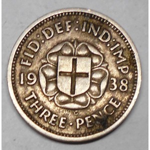 GREAT BRITAIN 3 Pence 1938...
