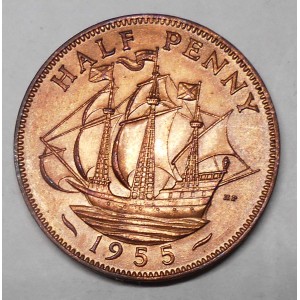 GREAT BRITAIN 1/2 Penny 1955