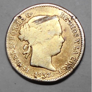 SPAIN 1 Real 1857 Isabel II AG