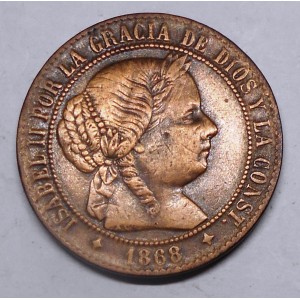 SPAIN 2 1/2 Centimos 1868...