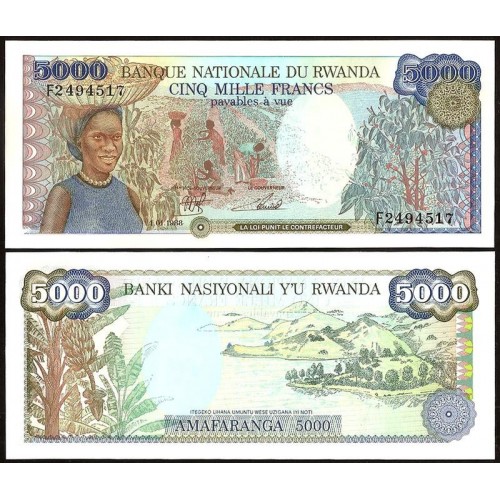 RWANDA 5000 Francs 1988