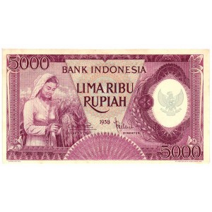INDONESIA 5000 Rupiah 1958...