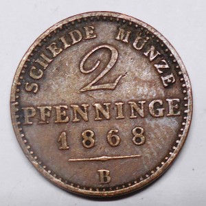 Prussia 2 Pfennig 1868 B