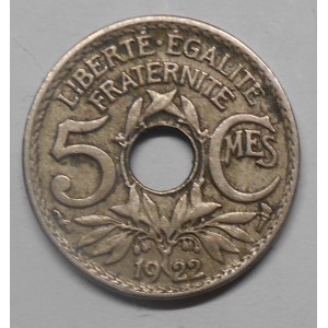 FRANCE 5 Centimes 1922 Poissy