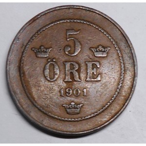 SWEDEN 5 Ore 1901