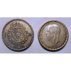 SWEDEN 1 Krona 1947 Gustaf...