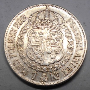 SWEDEN 1 Krona 1933 Gustav...
