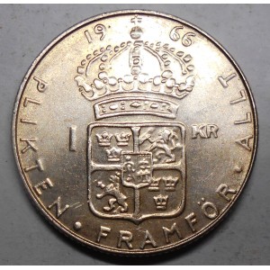 SWEDEN 1 Krona 1966 AG...