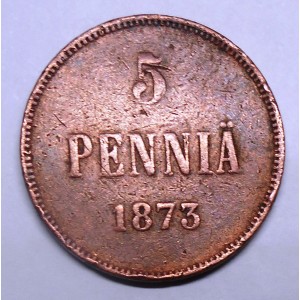 FINLAND 5 Pennia 1873