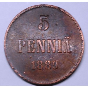 FINLAND 5 Pennia 1889