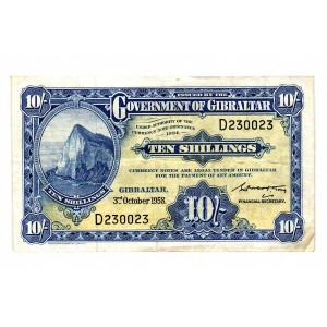 GIBRALTAR 10 Shillings 1958