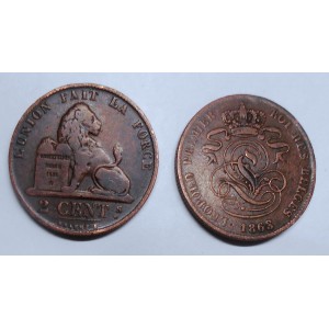BELGIUM 2 Centimes 1863