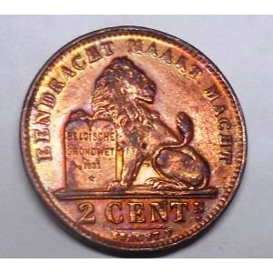 BELGIUM 2 Centimes 1919 Der...
