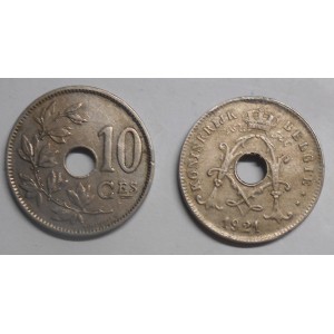 BELGIUM 10 Centimes 1921...