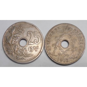 BELGIUM 25 Centimes 1913...