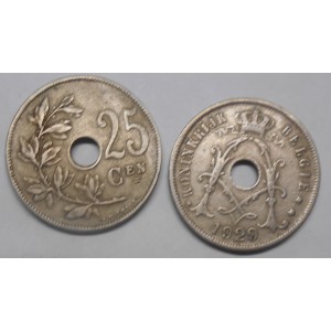 BELGIUM 25 Centimes 1929...