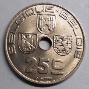 BELGIUM 25 Centimes 1939...