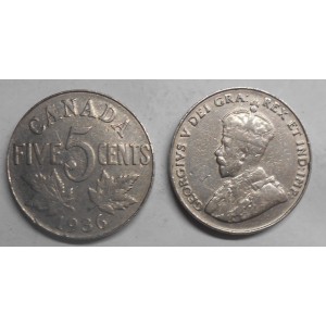 CANADA 5 Cents 1936