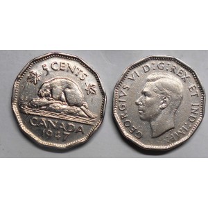 CANADA 5 Cents 1947