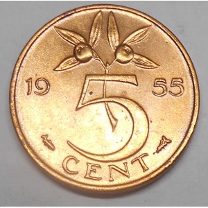 NETHERLANDS 5 Cents 1955