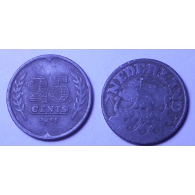 NETHERLANDS 25 Cents 1941 zinc