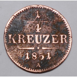 AUSTRIA 1/4 Kreuzer 1851 A