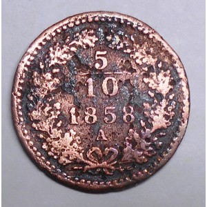 AUSTRIA 5/10 Kreuzer 1858 A