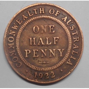 AUSTRALIA 1/2 Penny 1922