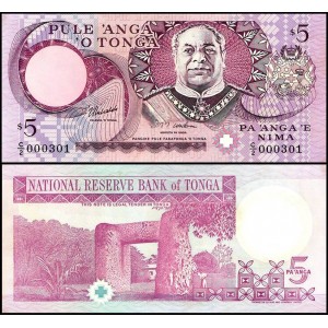 TONGA 5 Pa'anga 1995 Low...