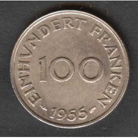 SAARLAND 100 Franken 1955