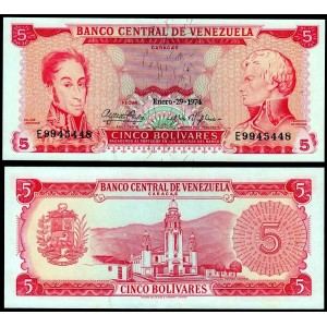 VENEZUELA 5 Bolivares 1974