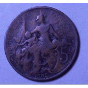 FRANCE 5 Centimes 1902