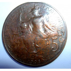 FRANCE 5 Centimes 1908